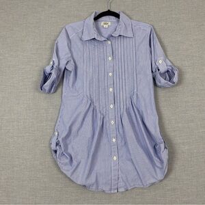 Levi's Pinstripe Button Up Shirt Cotton Button Tab Sleeves and Cuff Sz Small